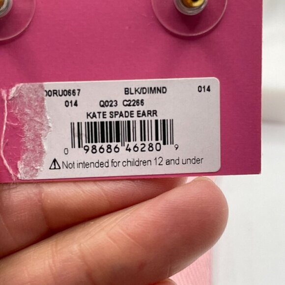 NWT Kate Spade Gumdrop Black Diamond Faceted Glass Stud Earrings Dust Bag - Picture 7 of 7